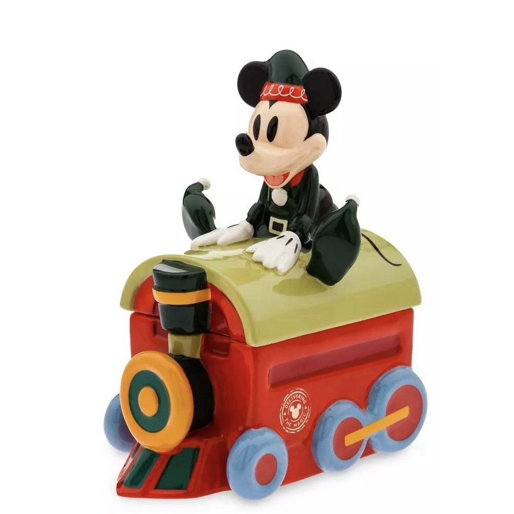 Disney Mickey‎ Mouse Holiday Cookie Jar Decor Ceramic Treat Jar NIB